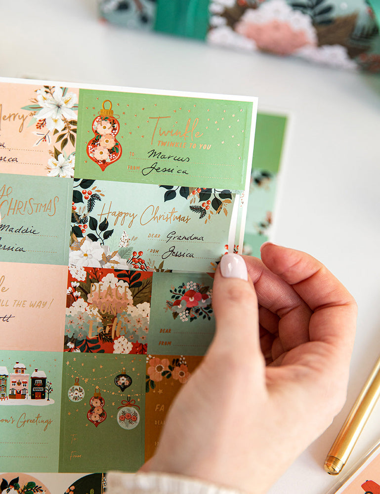 Floral Fields Christmas Stickers - 45 pack Bespoke Letterpress 