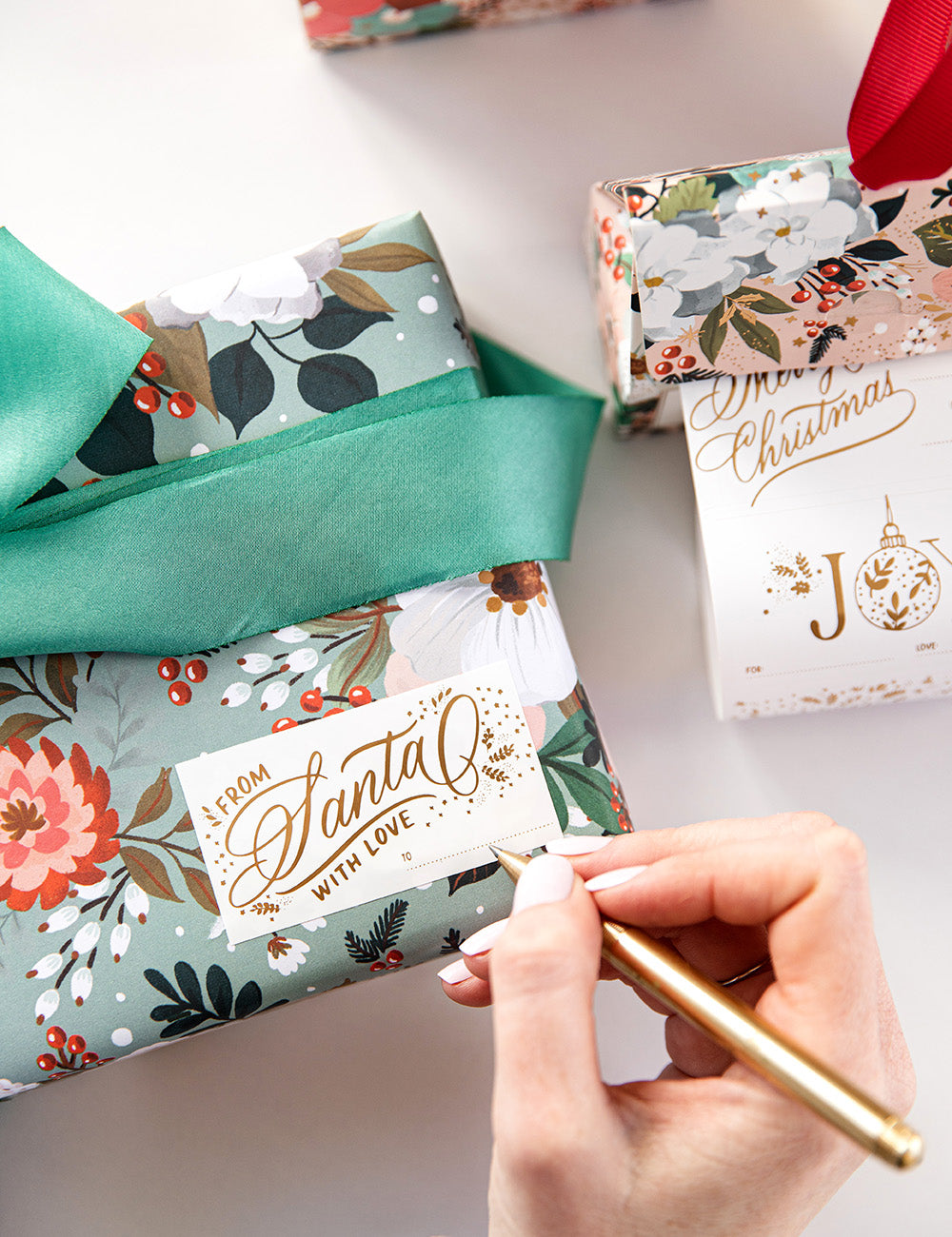 Floral Fields Christmas Stickers on a roll - 40 pack