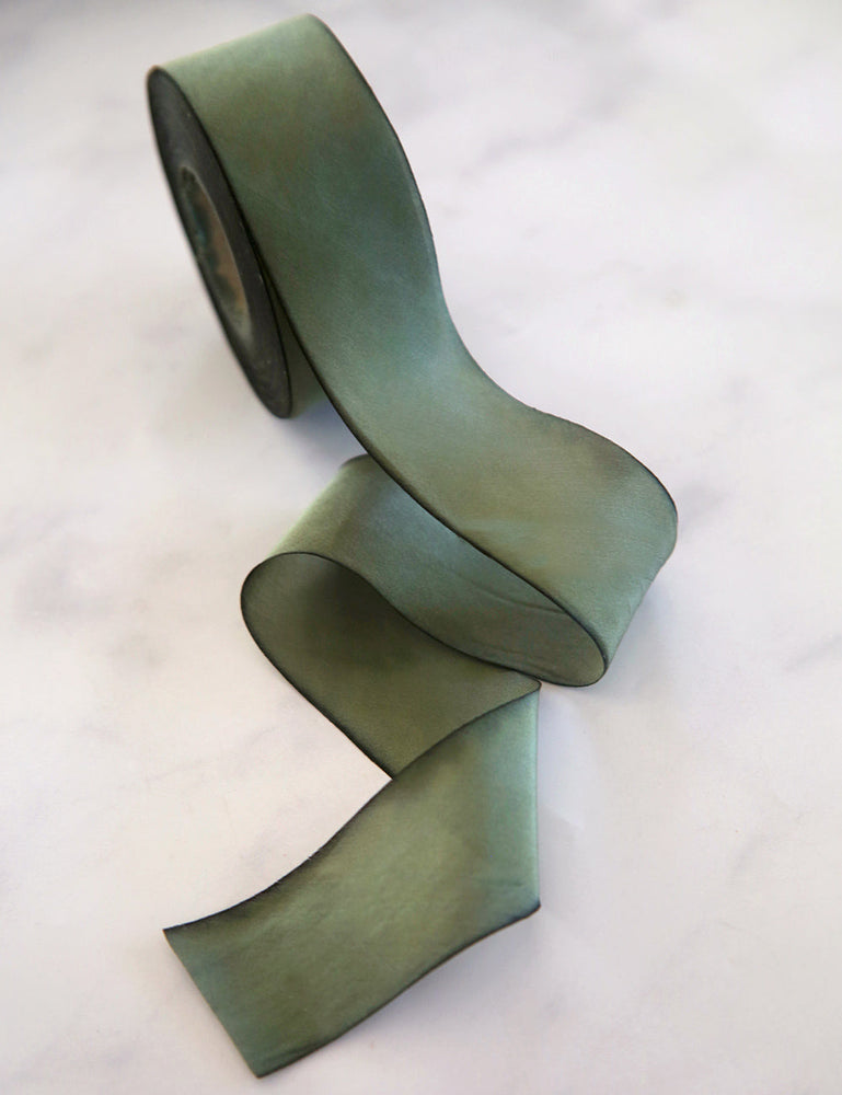 Olive Silk Ribbon - 3 metres Silk Ribbon Bespoke Letterpress 