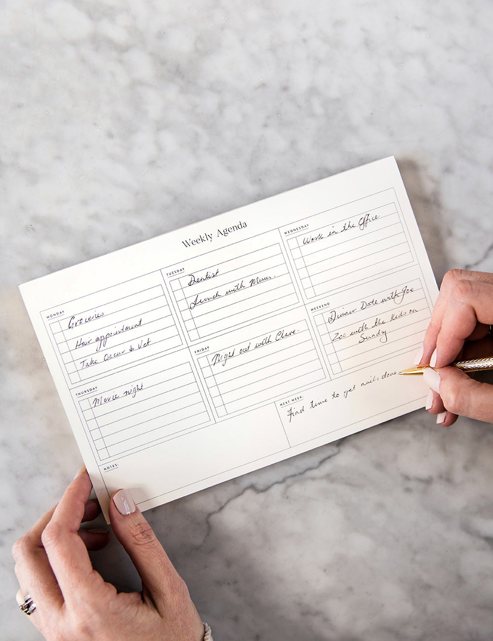Weekly Agenda Fridge Notepad Notebooks Bespoke Letterpress