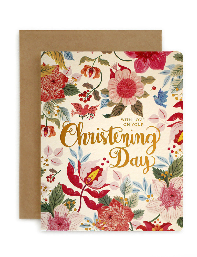 Folk 'Christening' Greeting Cards Bespoke Letterpress 