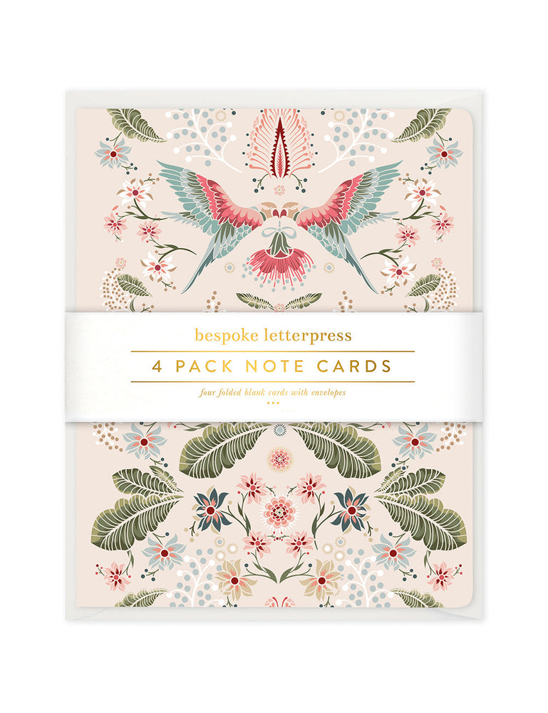 Kaleidoflora Cream 4pk Card Set Stationery Bespoke Letterpress 