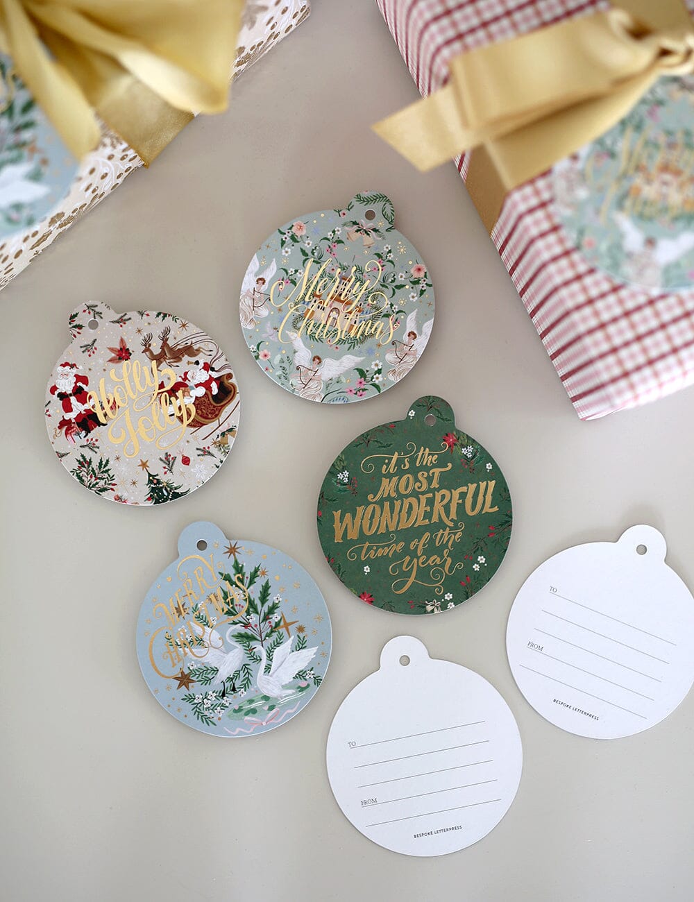 12pk Gift Tag "An Enchanted Christmas Tags" (Bauble) Gift Tags Bespoke Letterpress 