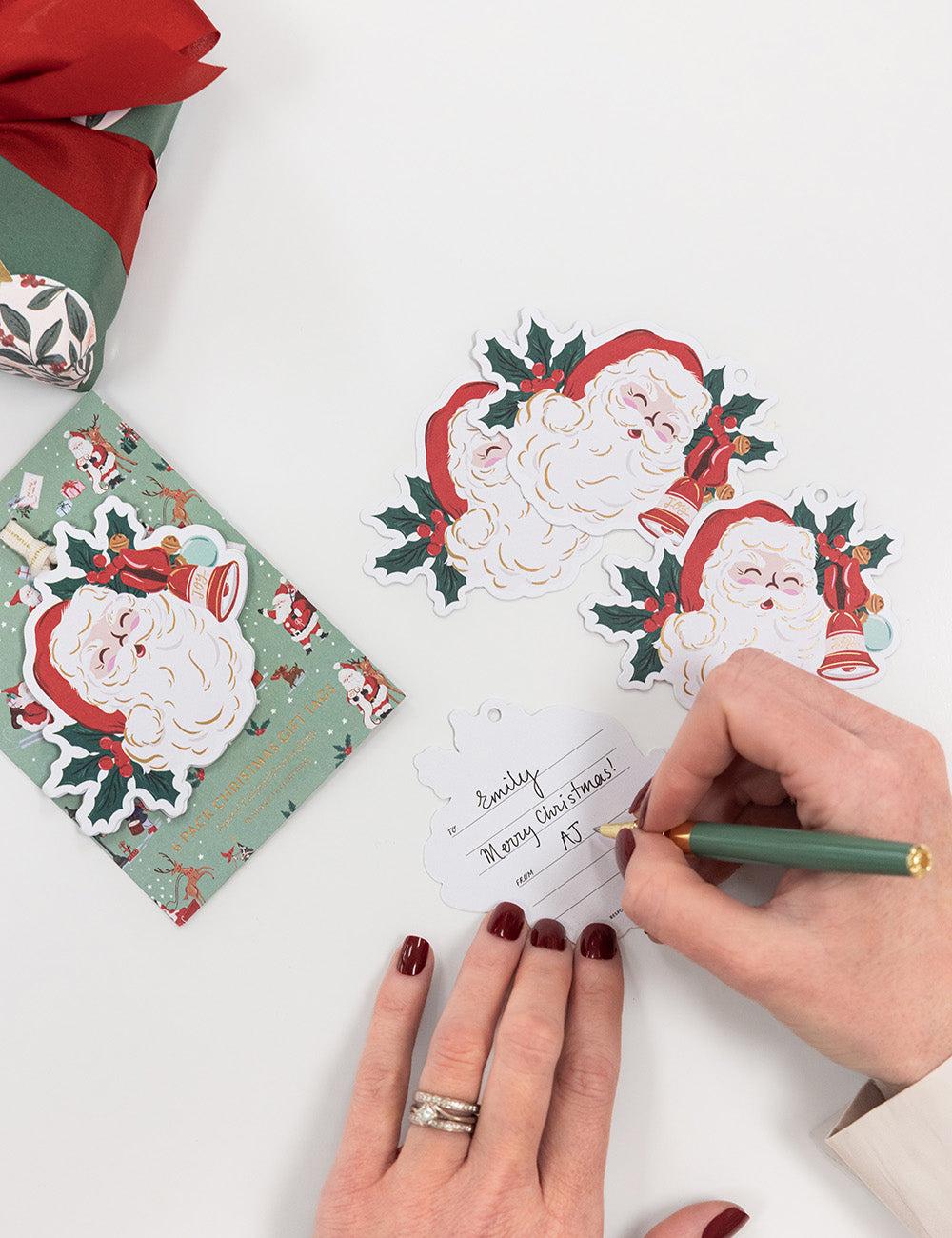 6pk Christmas Gift Tags Jingle Bells Santa