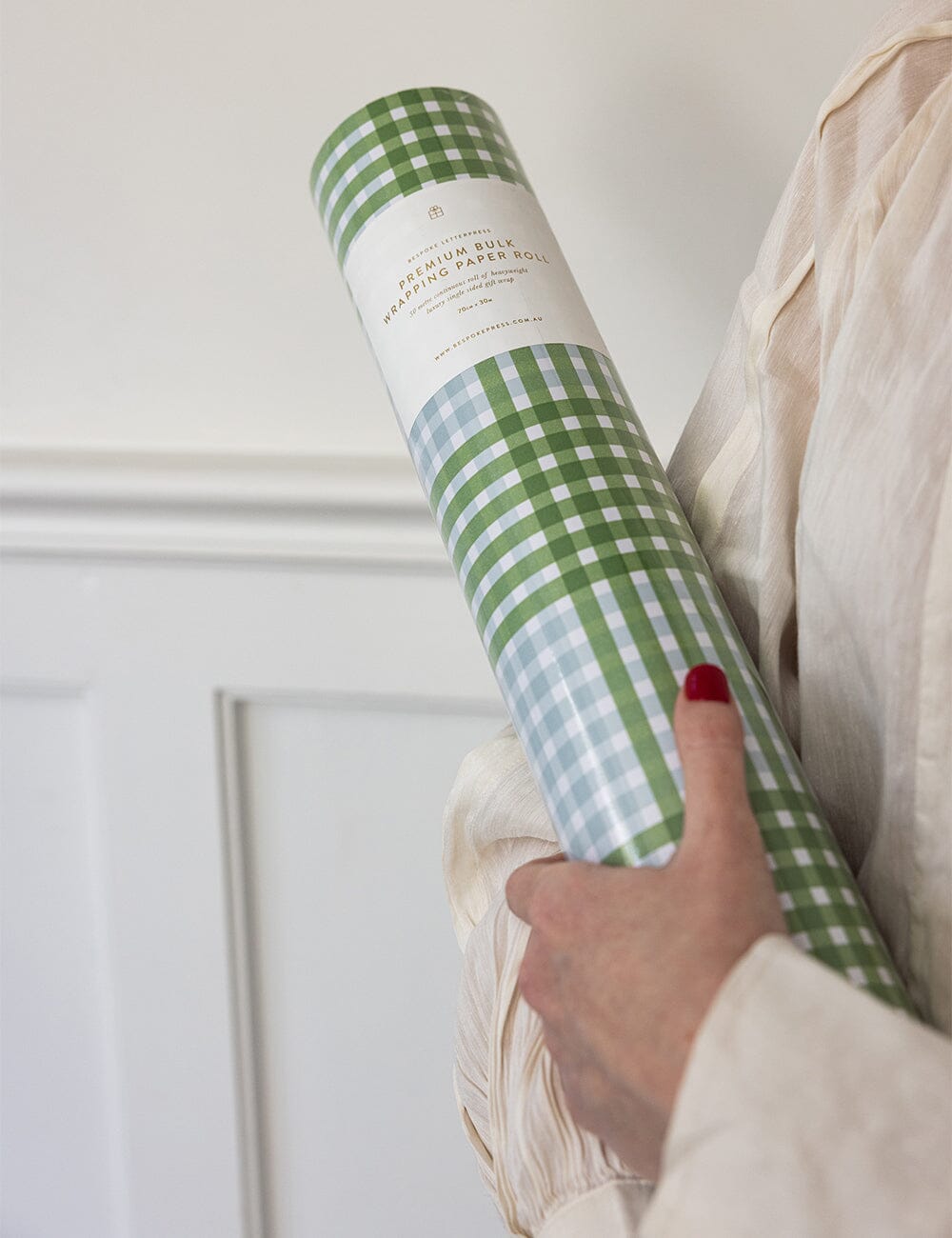 Gift Wrap Roll 30m - Nordic Blue Check