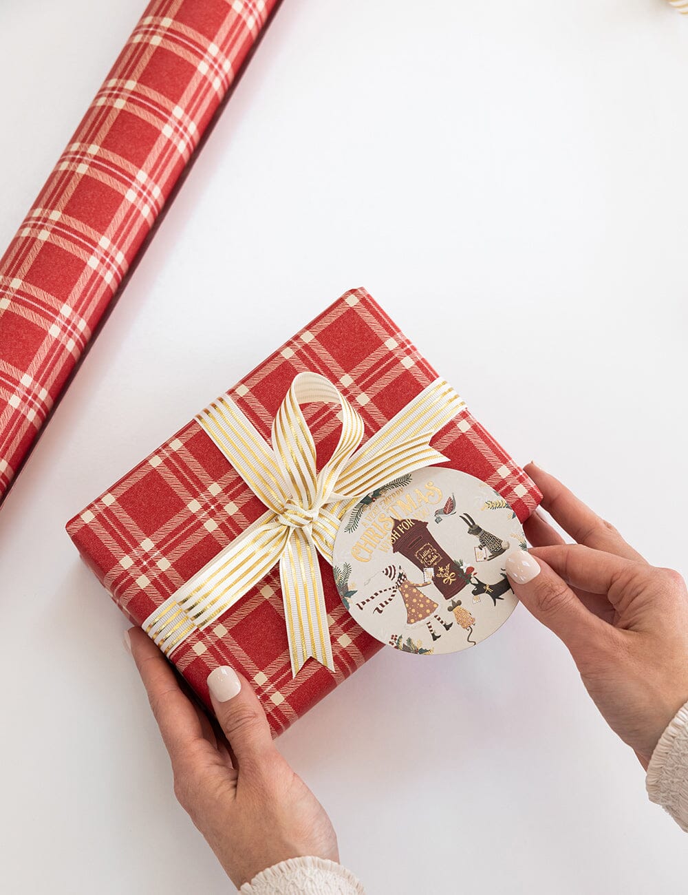 Gift Wrap Roll 30m - Christmas Red Check Plaid