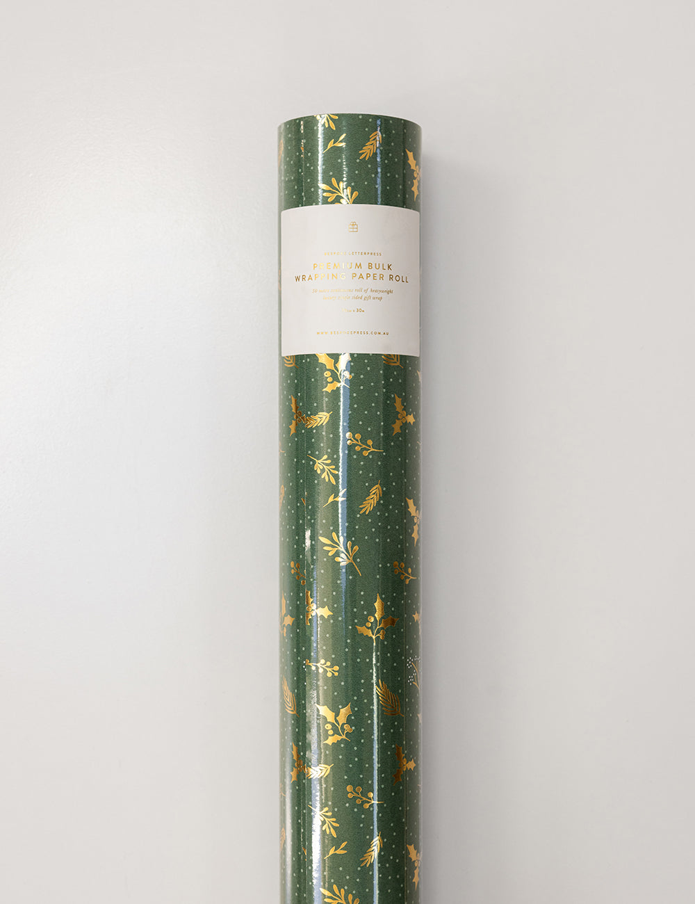 Gift Wrap Roll - Golden Holly (Gold Foil)