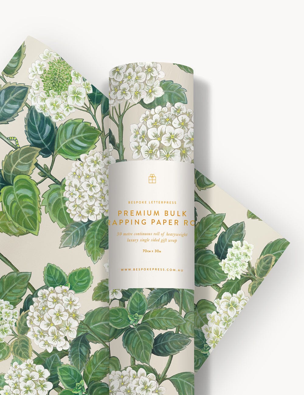 Gift Wrap Roll 30m - Hydrangea Gift Wrapping Bespoke Letterpress 