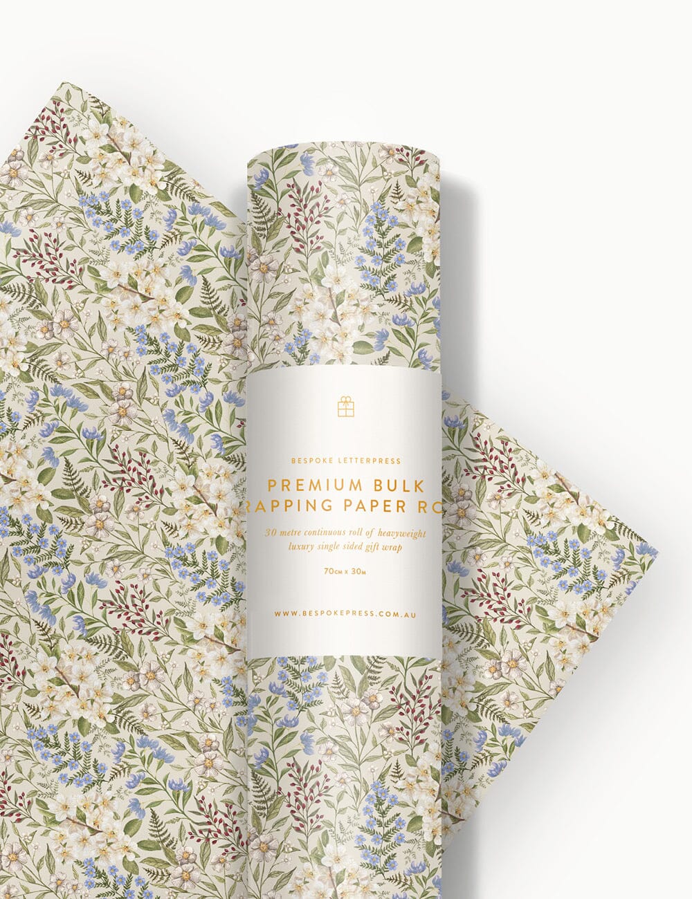 Gift Wrap Roll 30m - Forget Me Not Gift Wrapping Bespoke Letterpress 