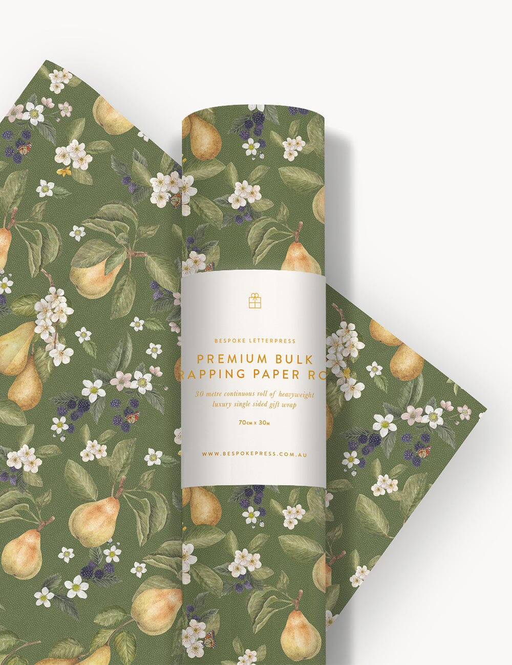 Gift Wrap Roll 30m - Pears Gift Wrapping Bespoke Letterpress 