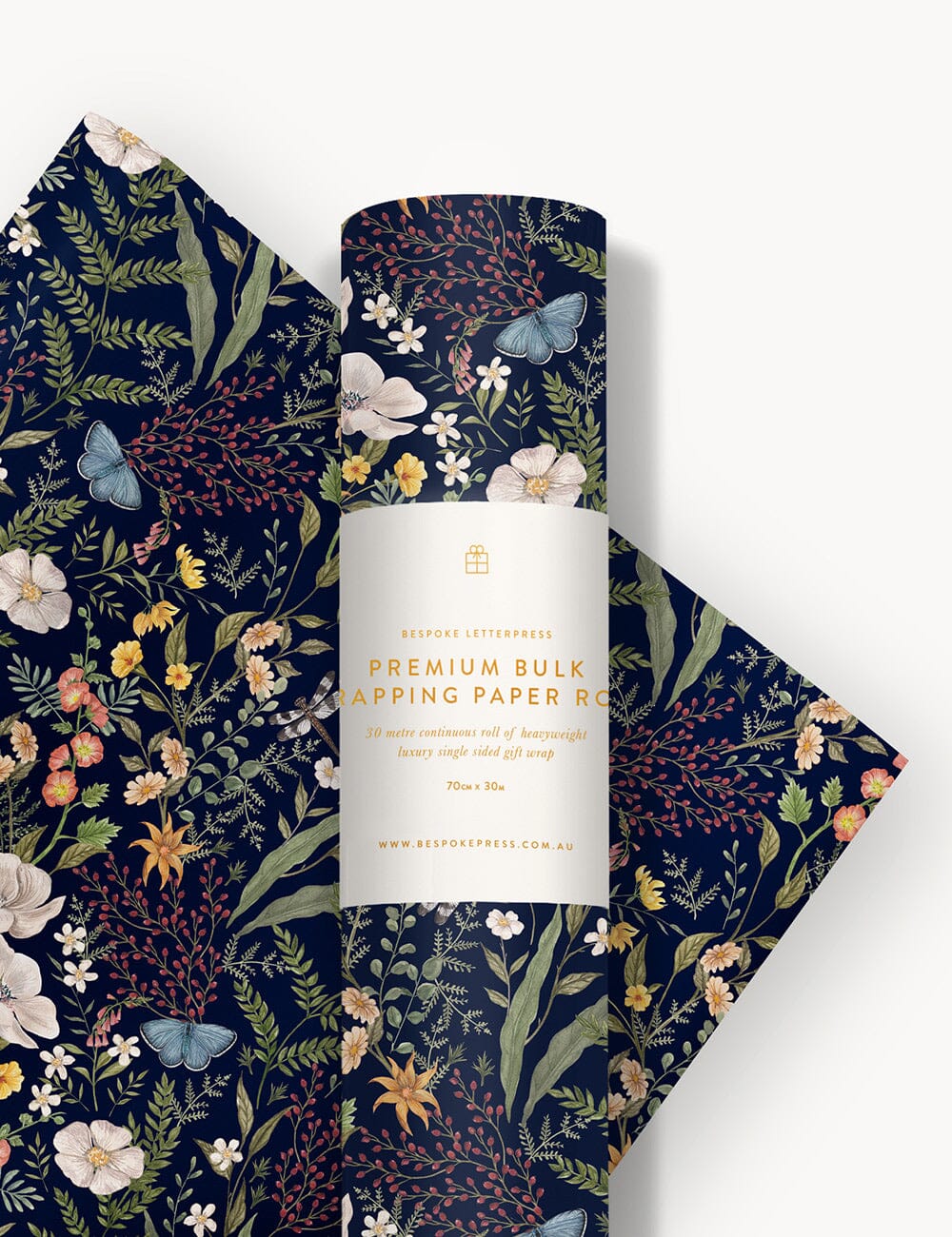 Gift Wrap Roll 30m - Dusk in Bloom Gift Wrapping Bespoke Letterpress 