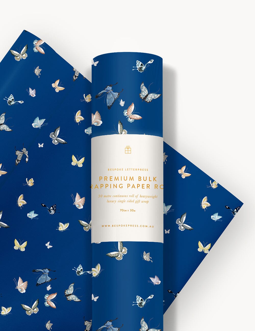 Gift Wrap Roll 30m - Butterflies Gift Wrapping Bespoke Letterpress 