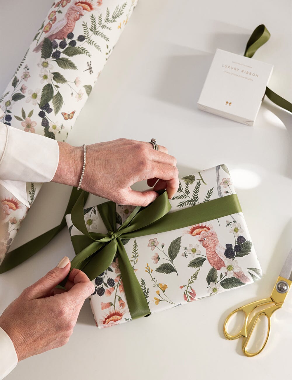 Gift Wrap Roll 30m - Cockatoos Gift Wrapping Bespoke Letterpress 