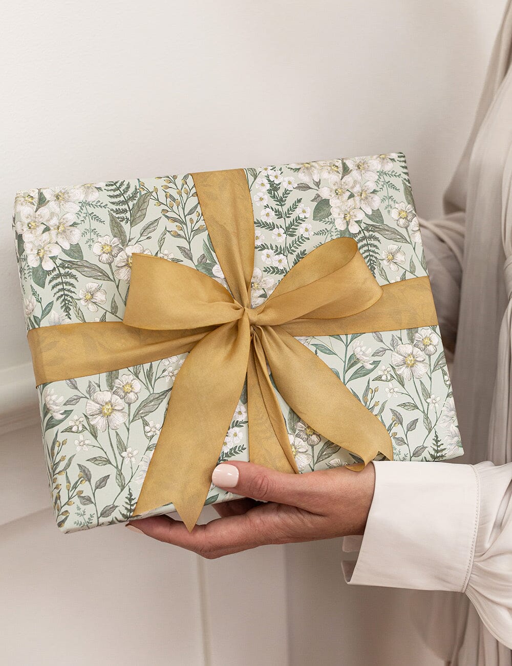 Gift Wrap Roll 30m - Ivory Garden Gift Wrapping Bespoke Letterpress 