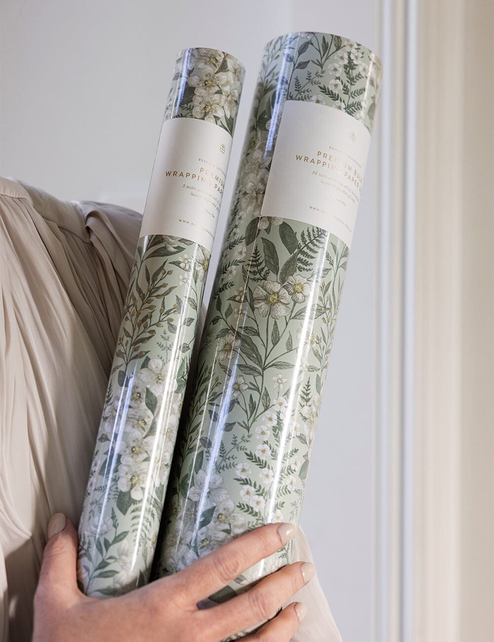 Gift Wrap Roll 30m - Ivory Garden