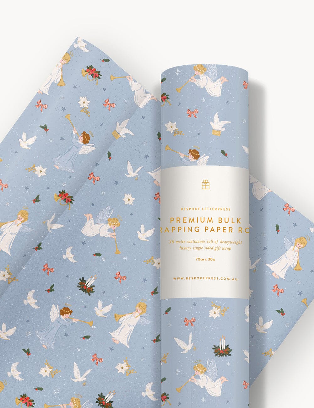 Gift Wrap 30m Roll - Herald Angels Gift Wrapping Bespoke Letterpress 
