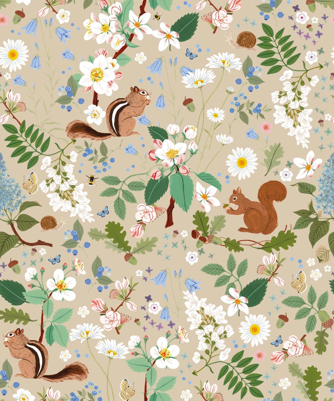 Squirrel & Chipmunk Wallpaper Wallpaper Milton & King 