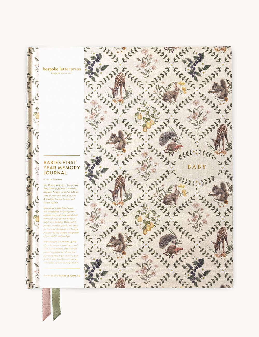 Heirloom Baby Memory Journal - Woodland Journals Bespoke Letterpress 