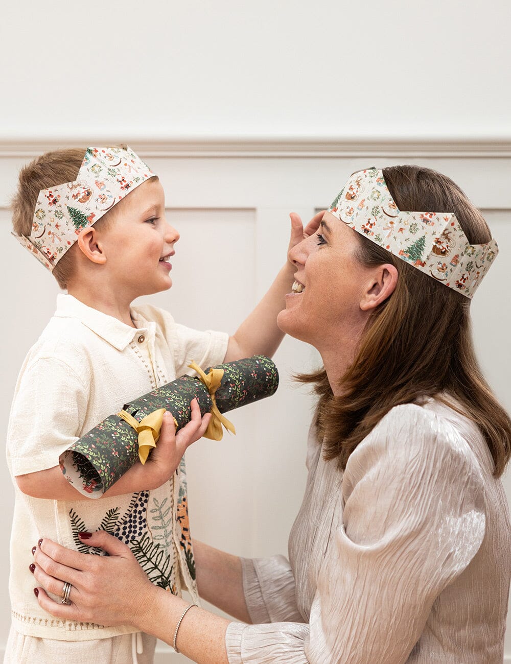 10 Pack Christmas Paper Crown Hats - Jolly Santa Christmas Crackers Bespoke Letterpress 