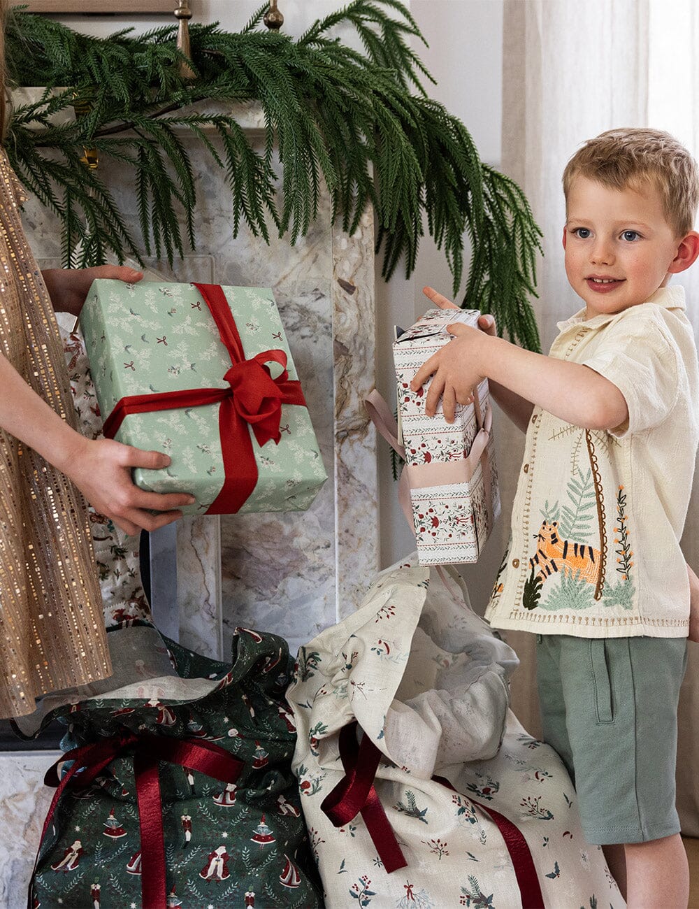 Mr & Mrs Claus - Heirloom Christmas Santa Sack