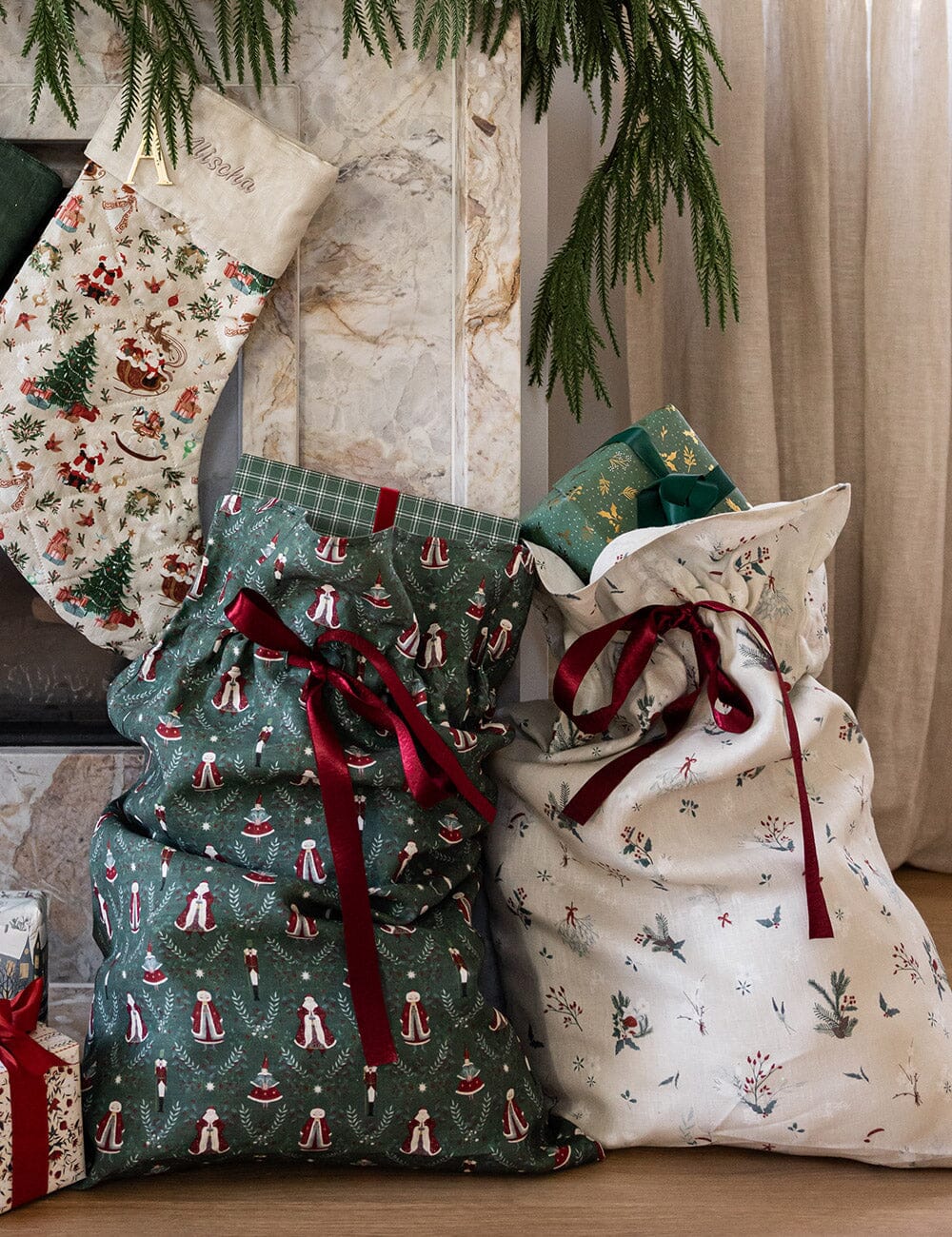 Mr & Mrs Claus - Heirloom Christmas Santa Sack