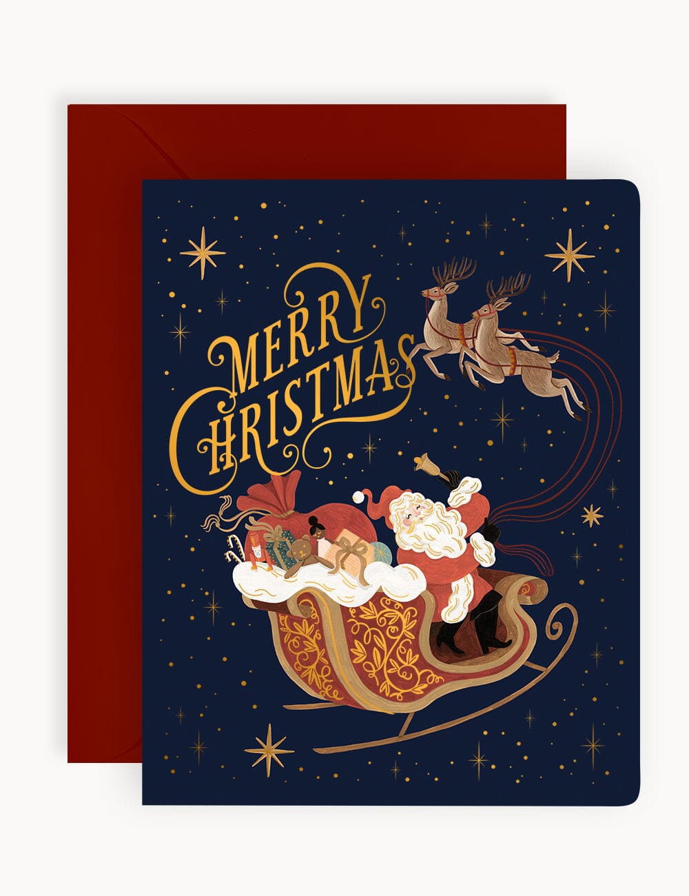 "Merry Christmas" Christmas Card (Starry Night) Greeting Cards Bespoke Letterpress 