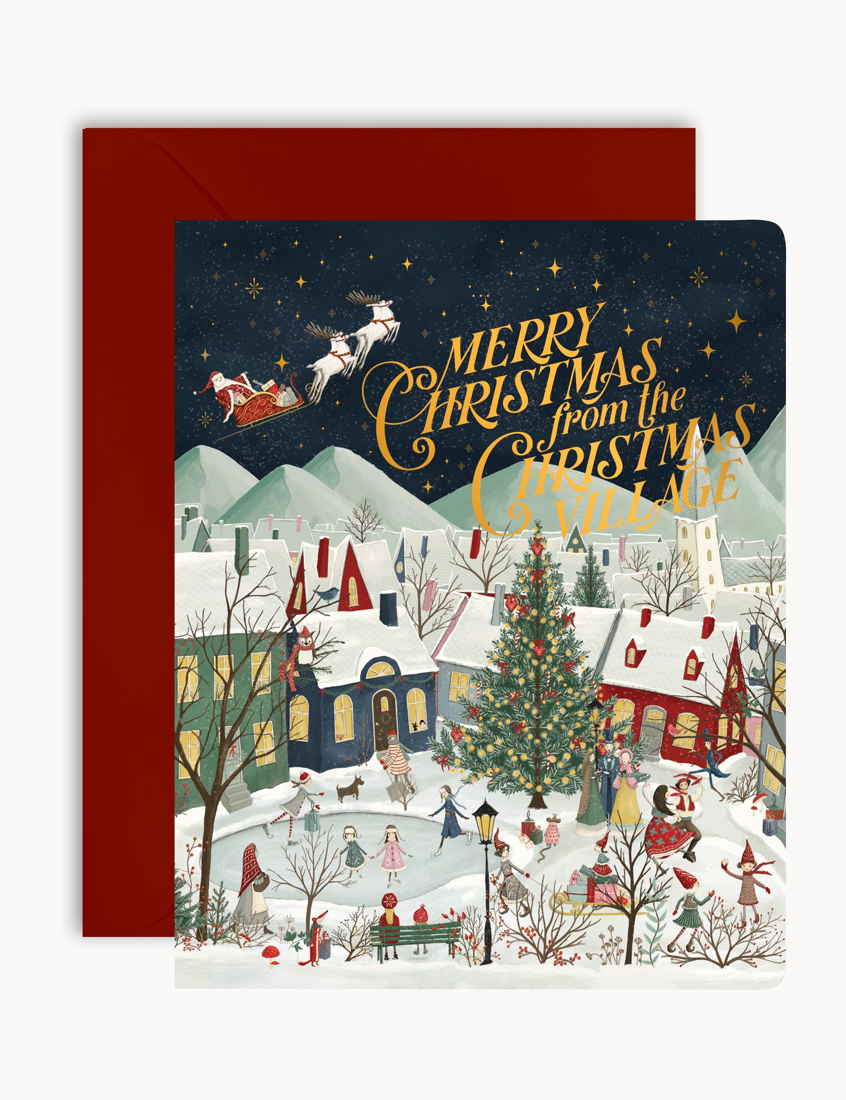 "Merry Christmas from the Christmas Village" Christmas Card Greeting Cards Bespoke Letterpress 