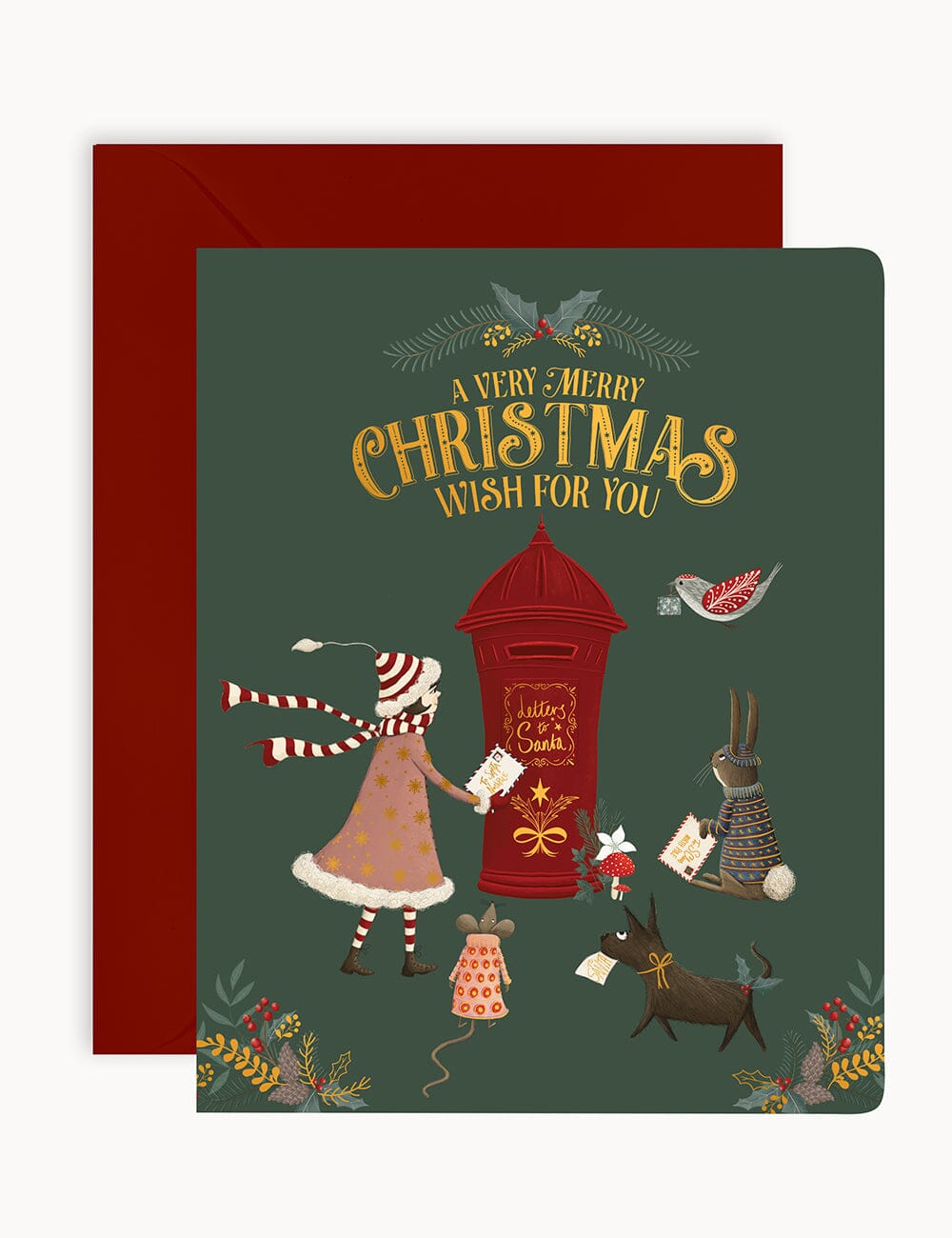 "A Very Merry Christmas Wish For You" Christmas Card Greeting Cards Bespoke Letterpress 