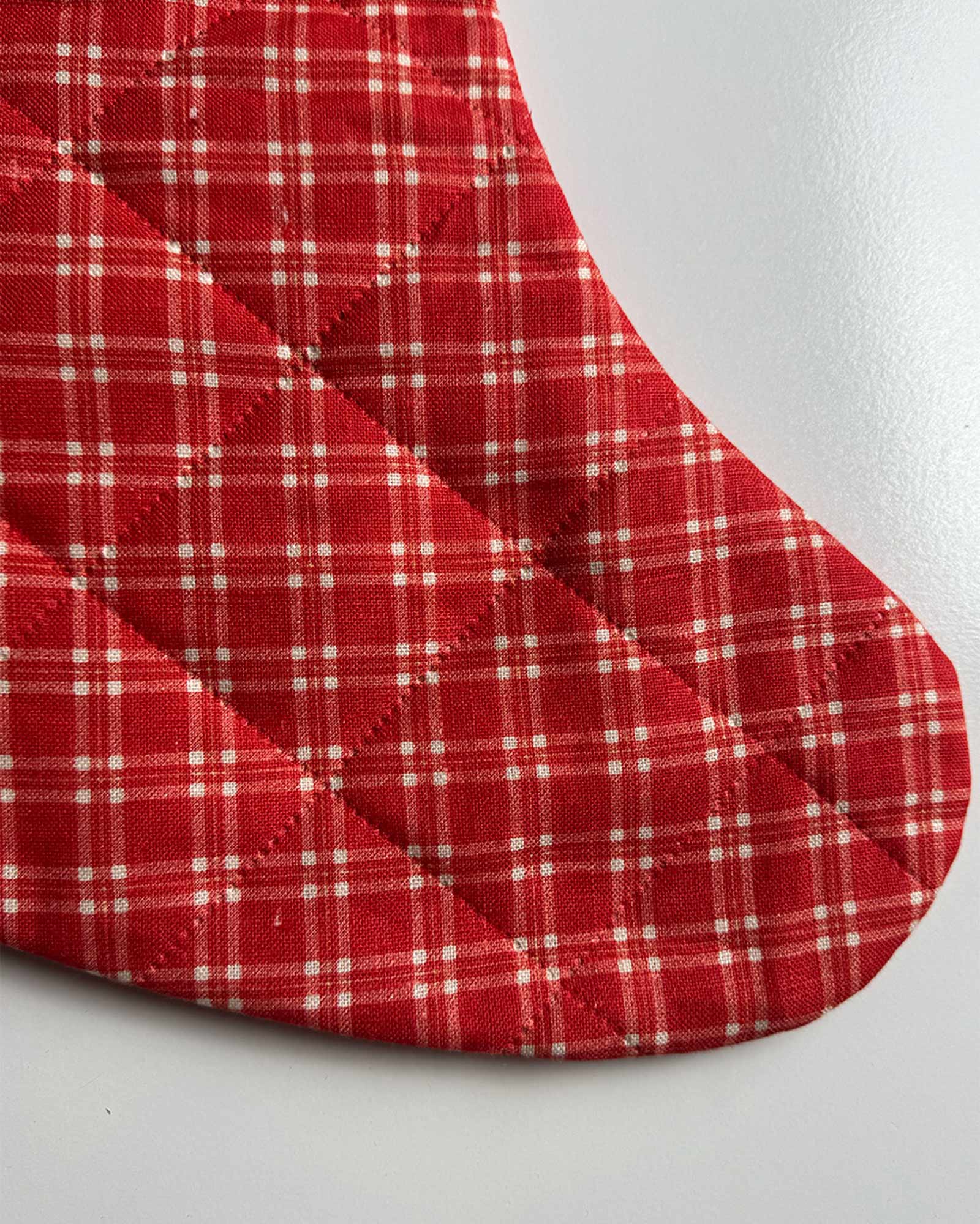 SECONDS/SAMPLE - Linen Christmas Stocking - Red Check