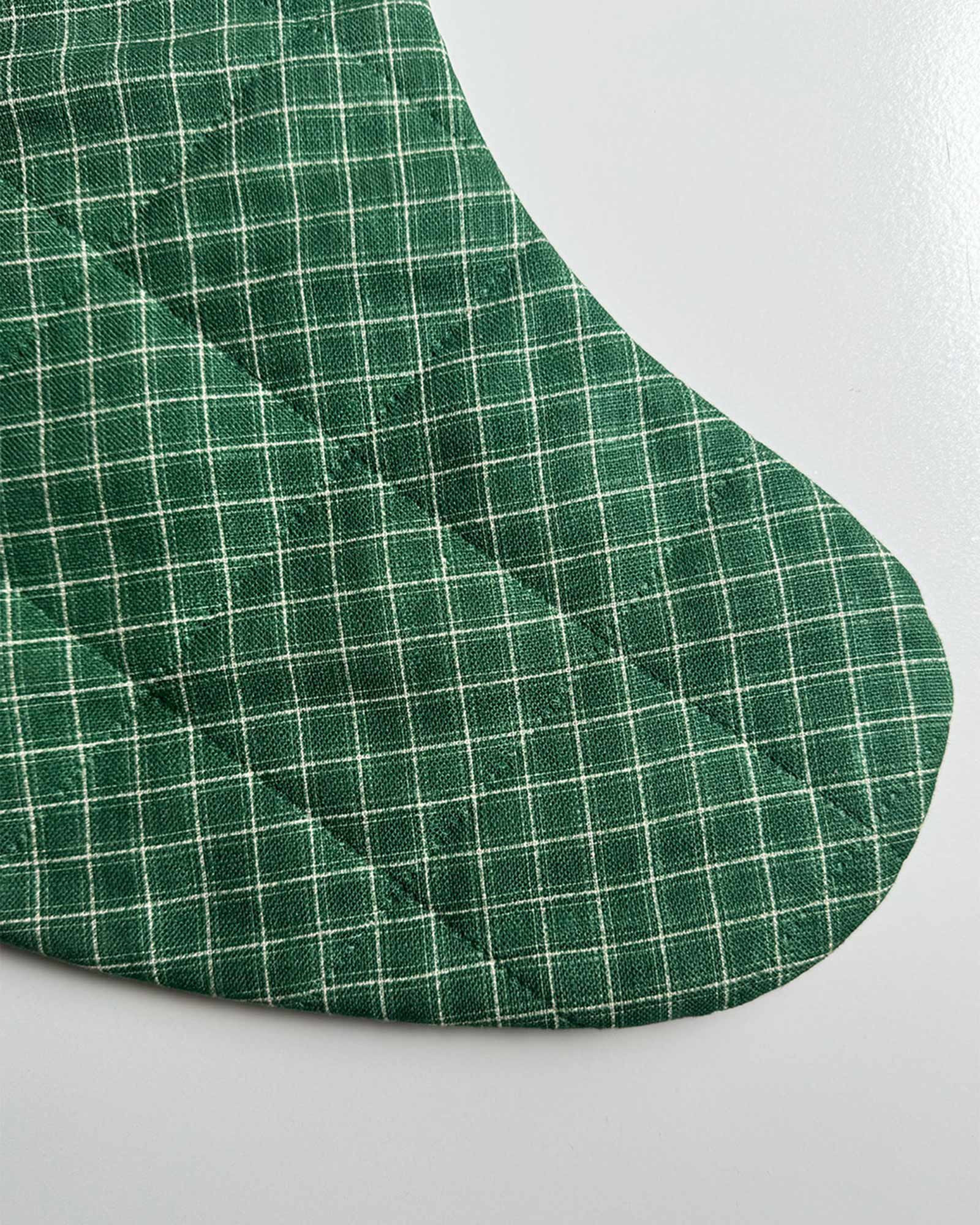 SECONDS/SAMPLE - Linen Christmas Stocking - Green Check