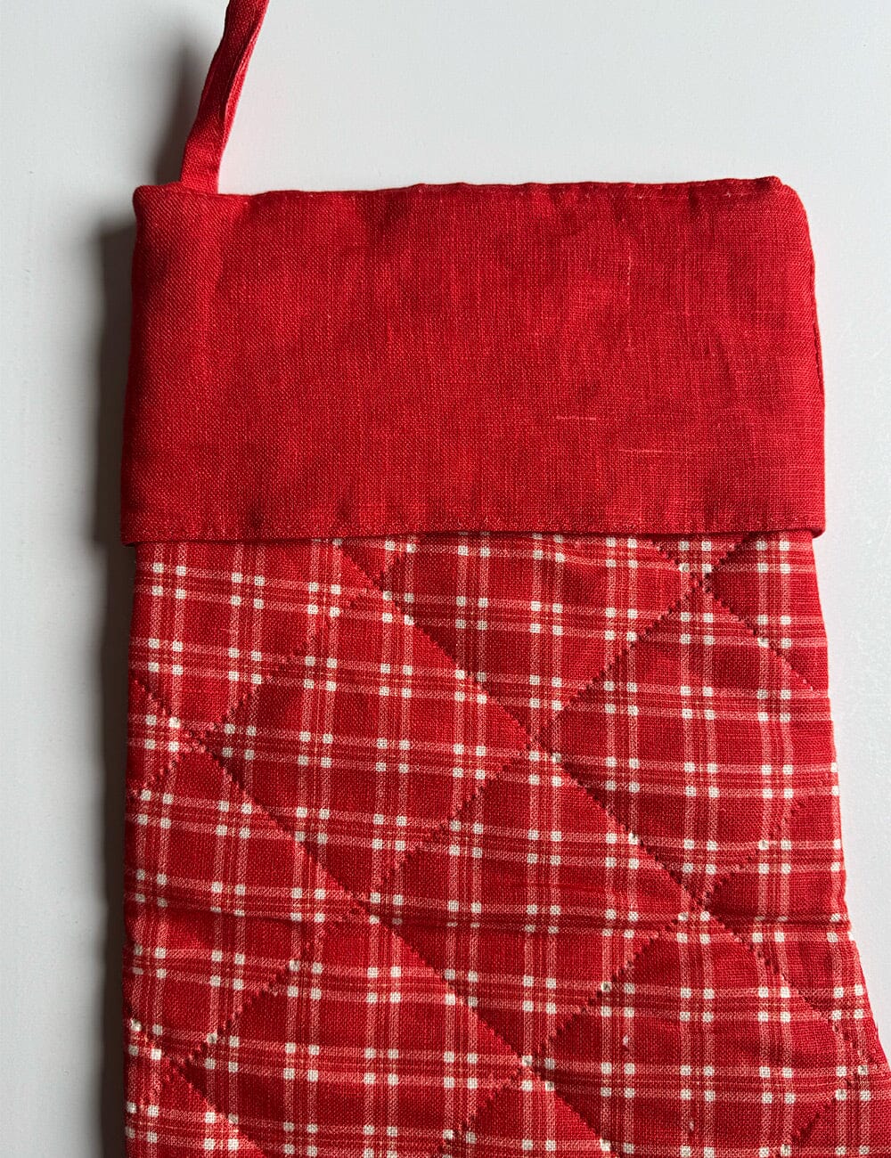 SECONDS/SAMPLE - Linen Christmas Stocking - Red Check