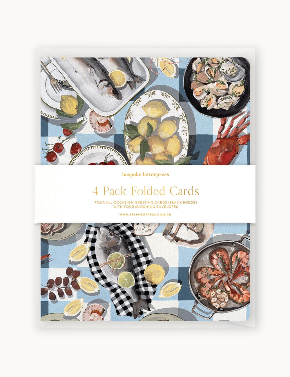 4pk Blank Cards - Crab & Squid by Whitney Spicer