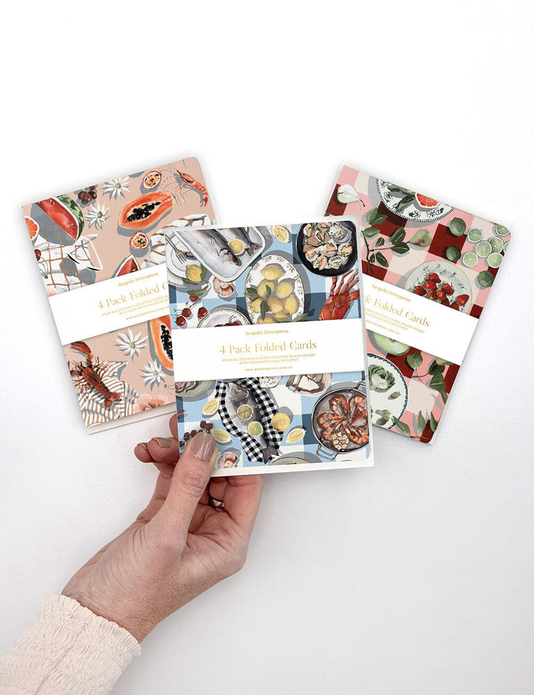 4pk Notecards - Crab & Squid by Whitney Spicer Greeting Cards Bespoke Letterpress 