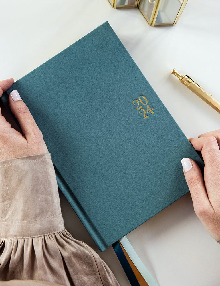 2024 Desktop Linen Bound Planner - Bermuda (Pre-Order) Planners Bespoke Letterpress 