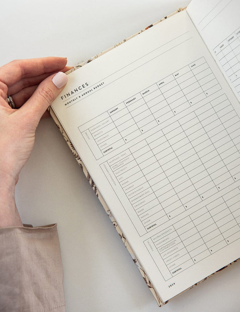 2024 Desktop Linen Bound Planner - Botanica Planners Bespoke Letterpress 