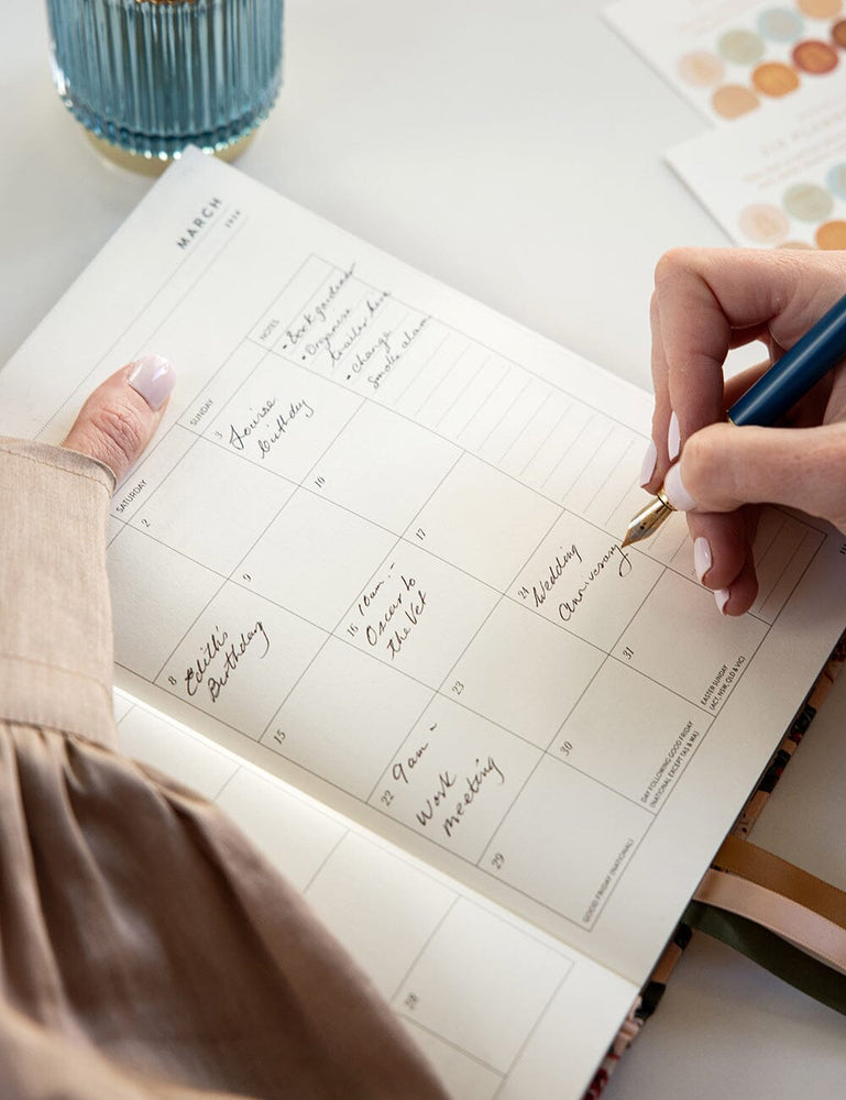 2024 Desktop Linen Bound Planner - Pomegranate (Pre-Order) Planners Bespoke Letterpress 
