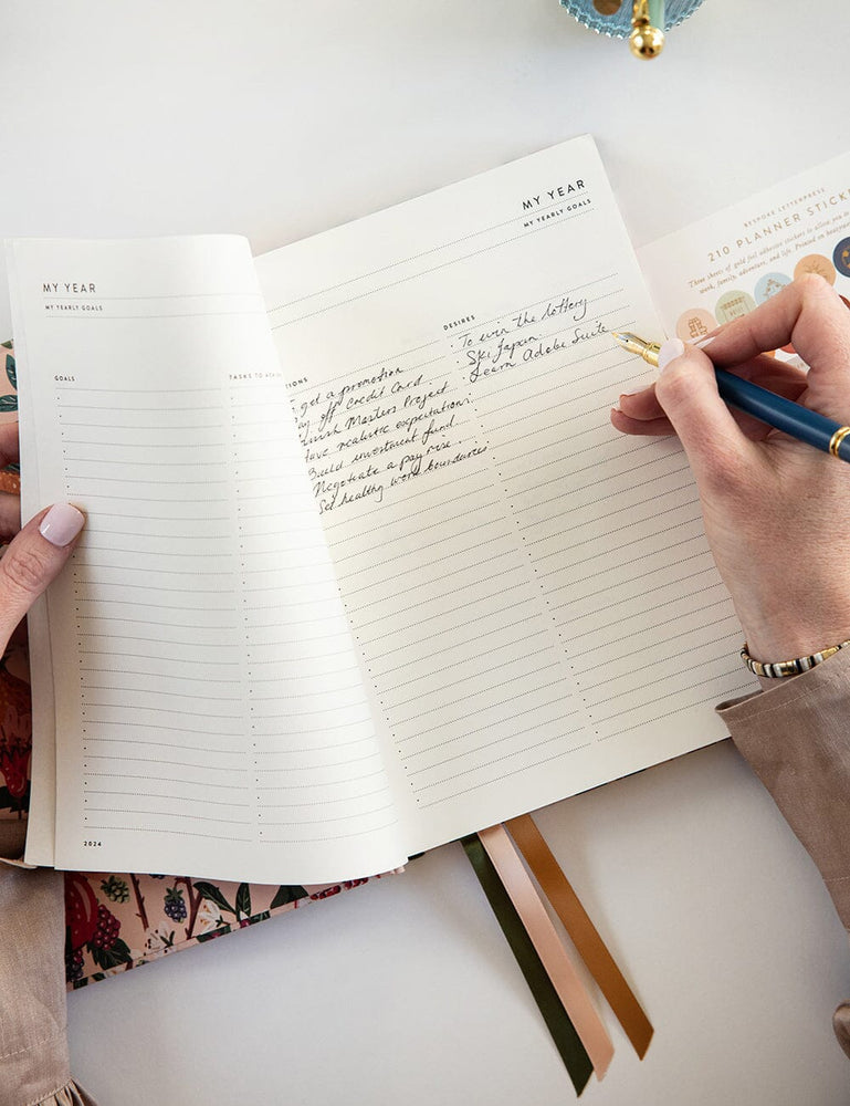 2024 Desktop Linen Bound Planner - Pomegranate (Pre-Order) Planners Bespoke Letterpress 