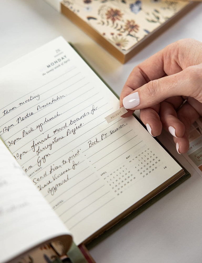 2024 Day to a Page Linen Bound Planner - Moss Green (Pre-Order) Planners Bespoke Letterpress 