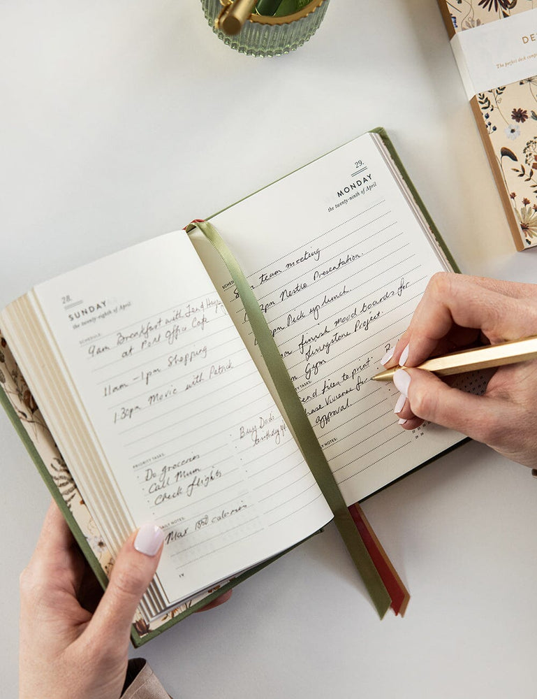 2024 Day to a Page Linen Bound Planner - Moss Green (Pre-Order) Planners Bespoke Letterpress 