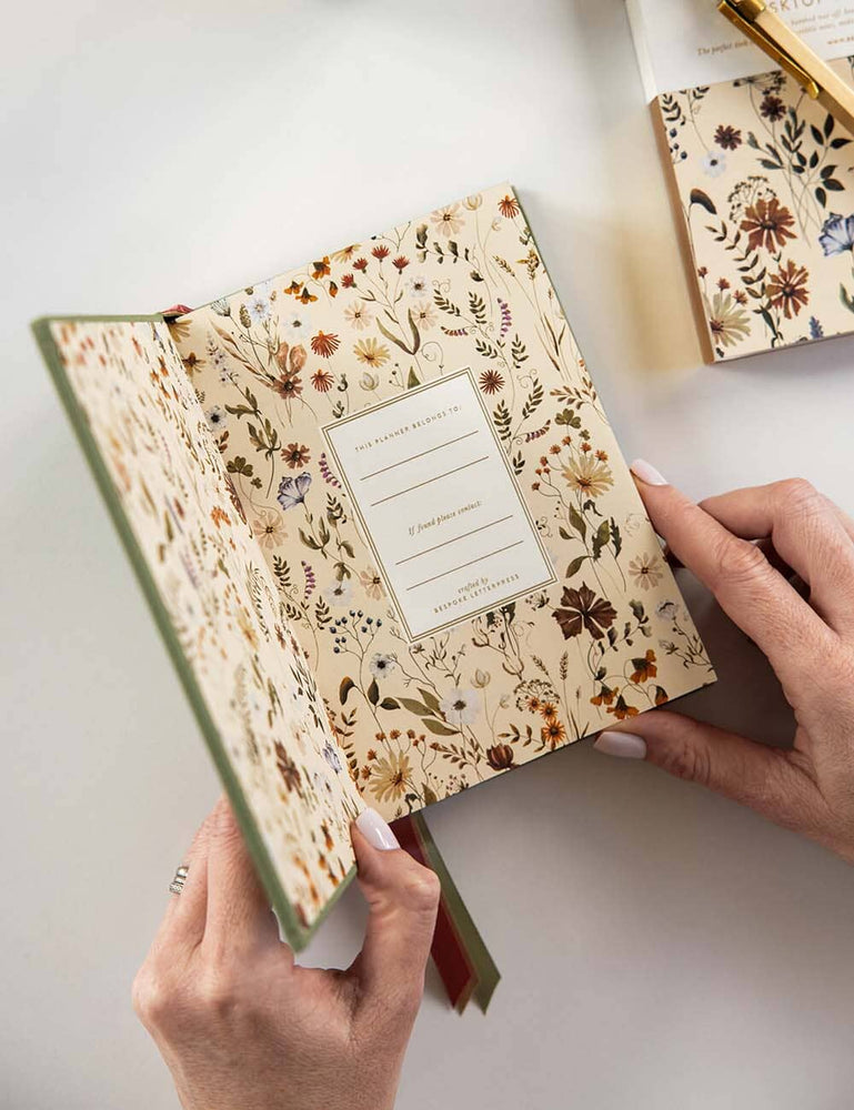 2024 Day to a Page Linen Bound Planner - Moss Green (Pre Order) Planners Bespoke Letterpress 