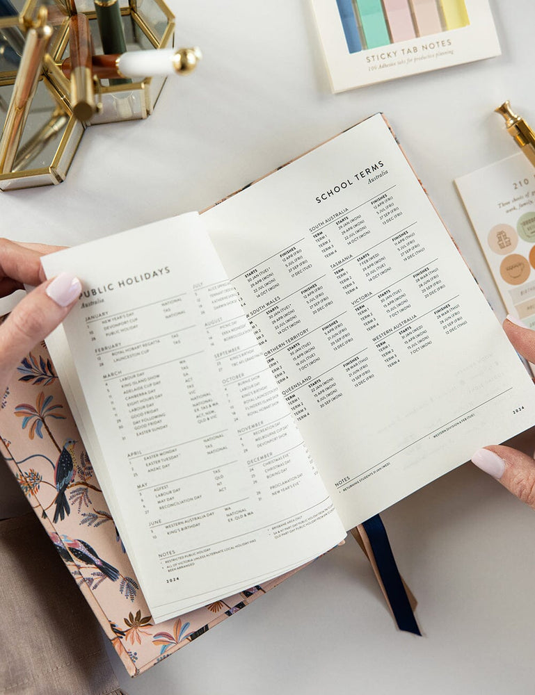 2024 Day to a Page Linen Bound Planner - Songbirds (Pre-Order) Planners Bespoke Letterpress 