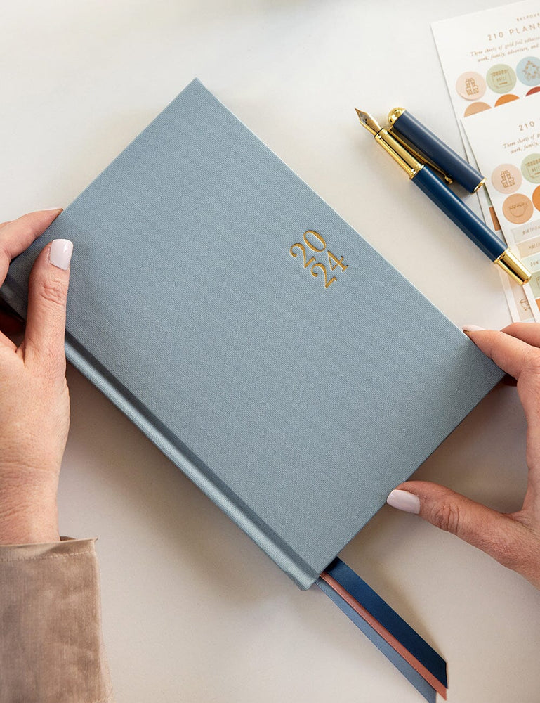 2024 Petite Linen Bound Planner - Casper Blue (Pre-Order) Planners Bespoke Letterpress 