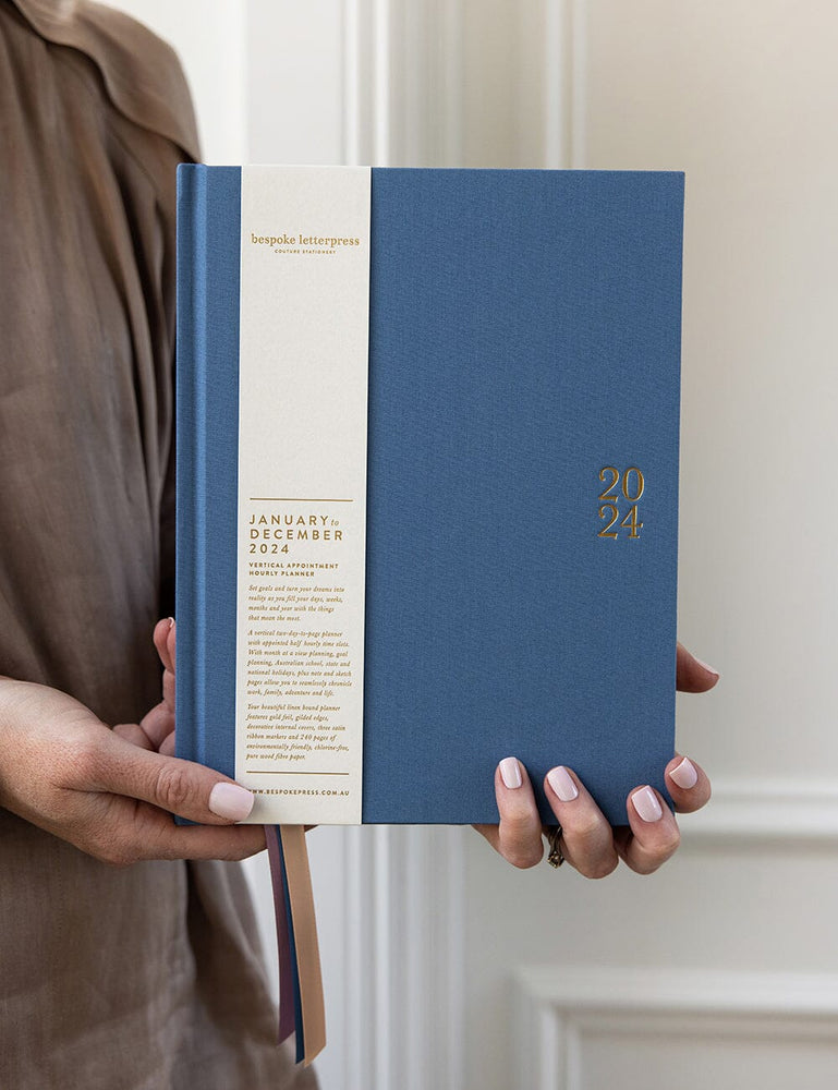 2024 Daily Vertical Planner - French Blue (Pre-Order) Planners Bespoke Letterpress 