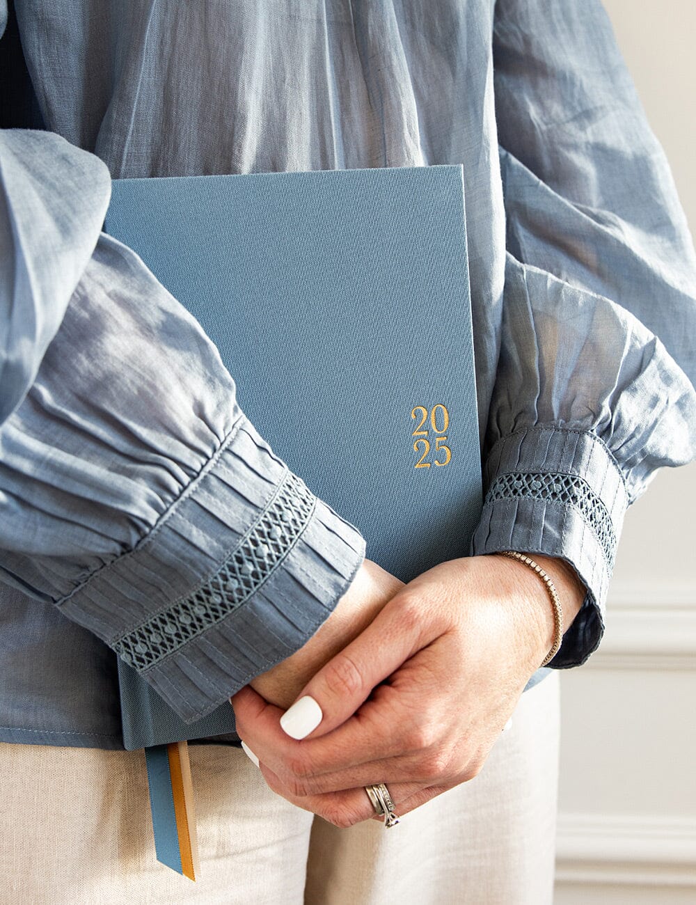 2025 Weekly Academic Student Linen Bound Planner - Cove Blue Planners Bespoke Letterpress 