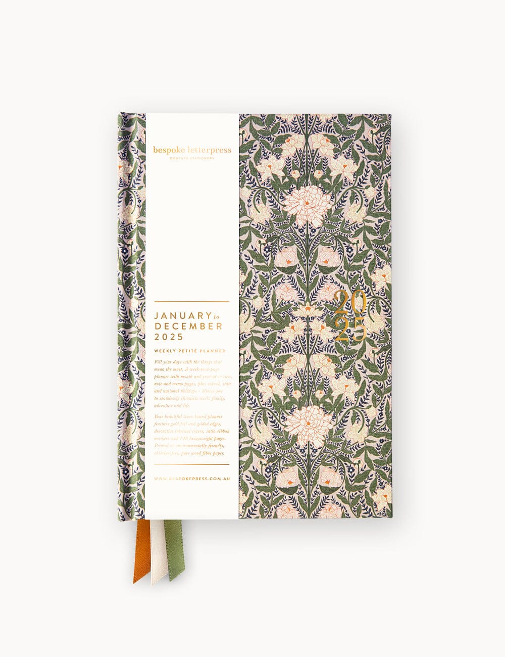 2025 Petite Linen Bound Planner - Chrysanthemum Planners Bespoke Letterpress 