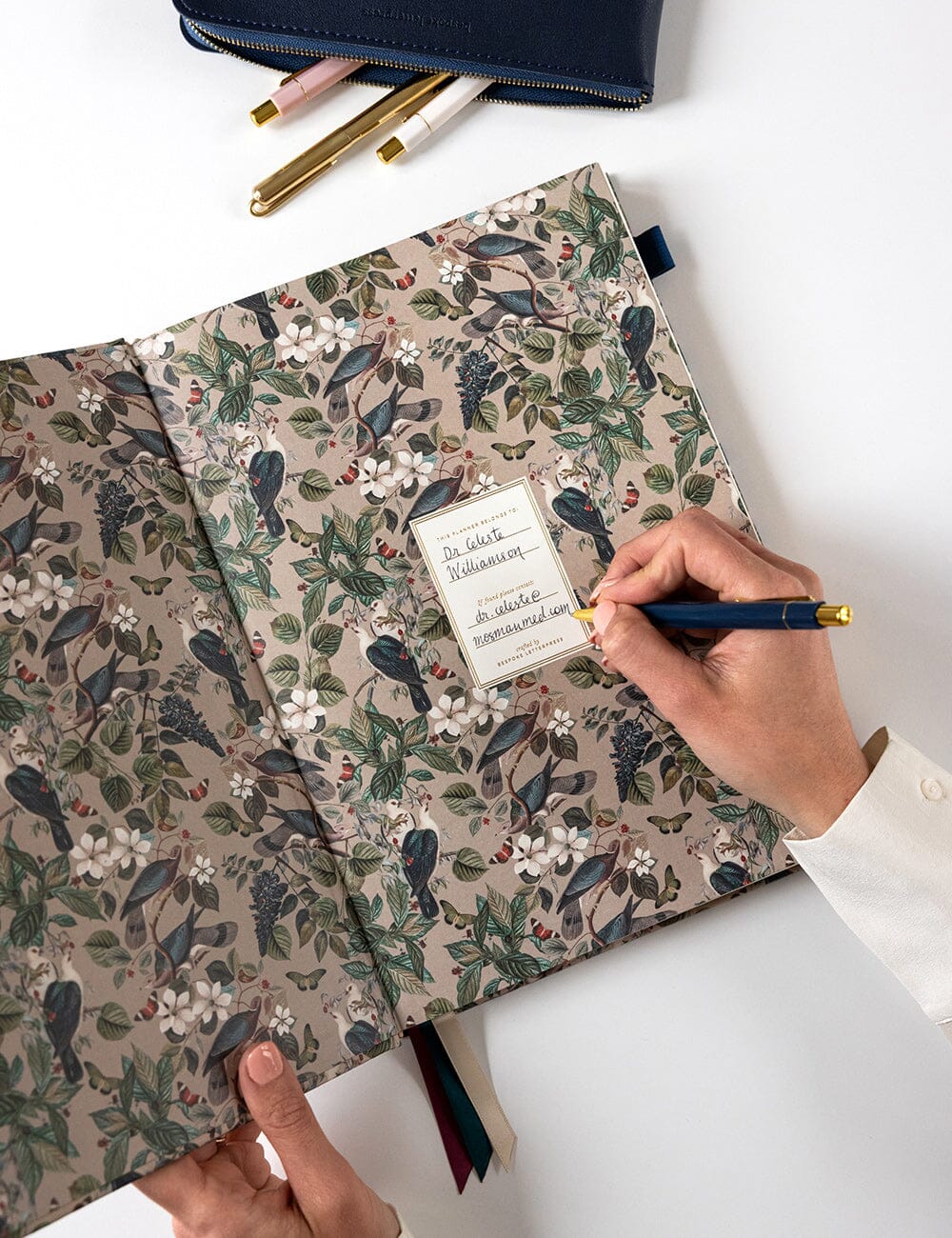 2026 Desktop A4 Linen Bound Planner - Botanical Grove Planners Bespoke Letterpress 