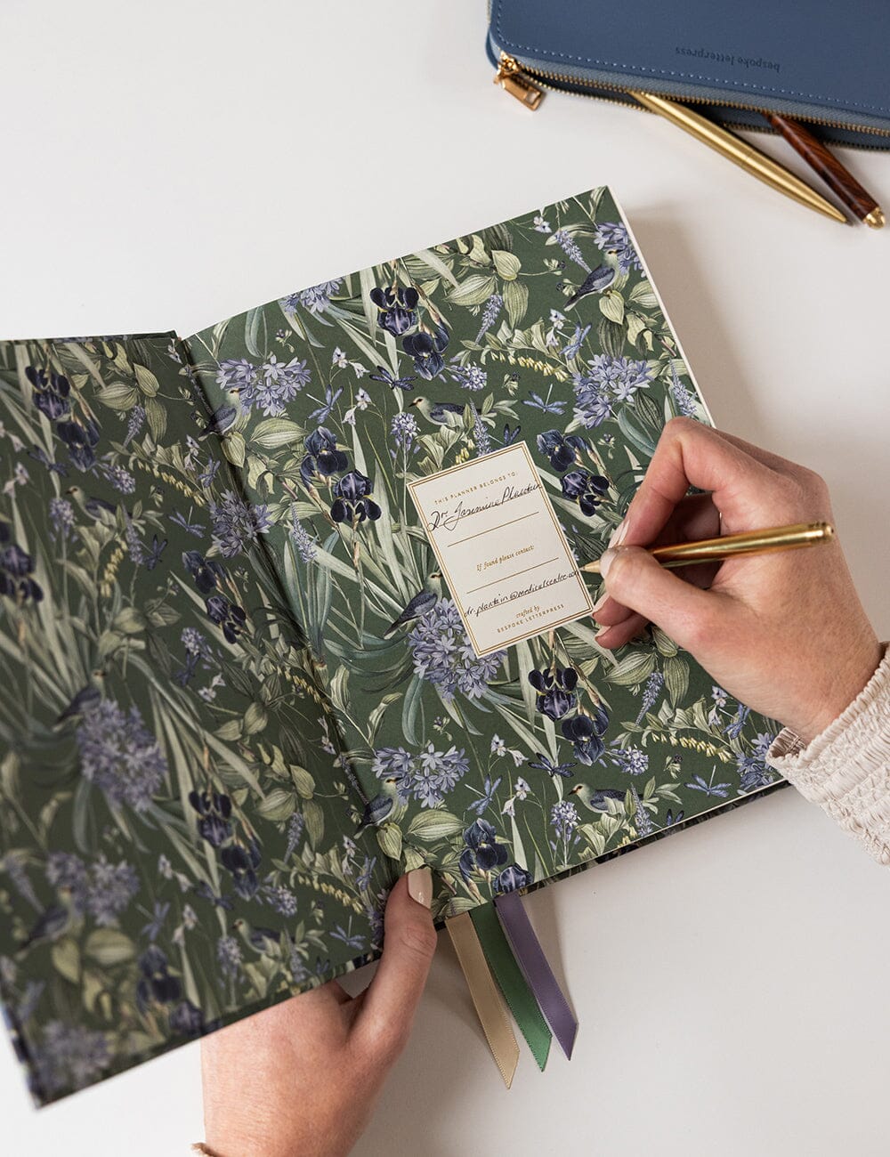 2026 Day to a Page Large Linen Bound Planner - Indigo Haven Planners Bespoke Letterpress 