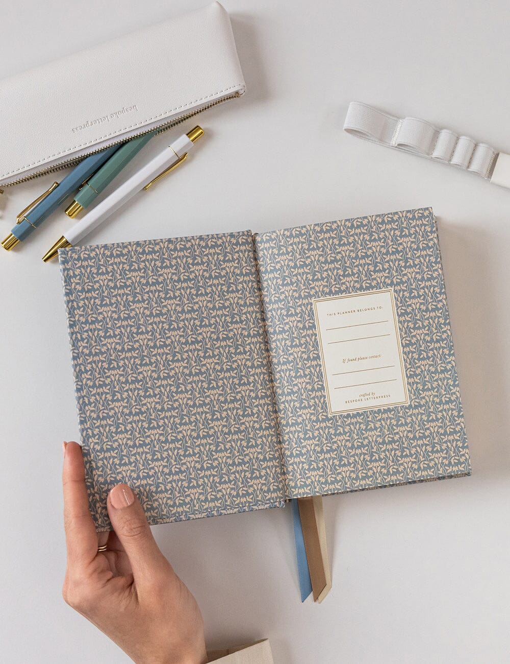 2026 Day to a Page Linen Bound Planner - Frost Bramble Planners Bespoke Letterpress 