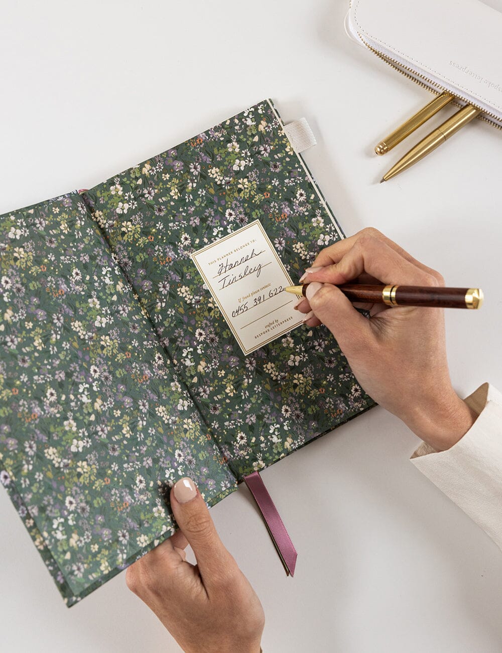 2026 Petite Linen Bound Planner - Summer Perennials Planners Bespoke Letterpress 