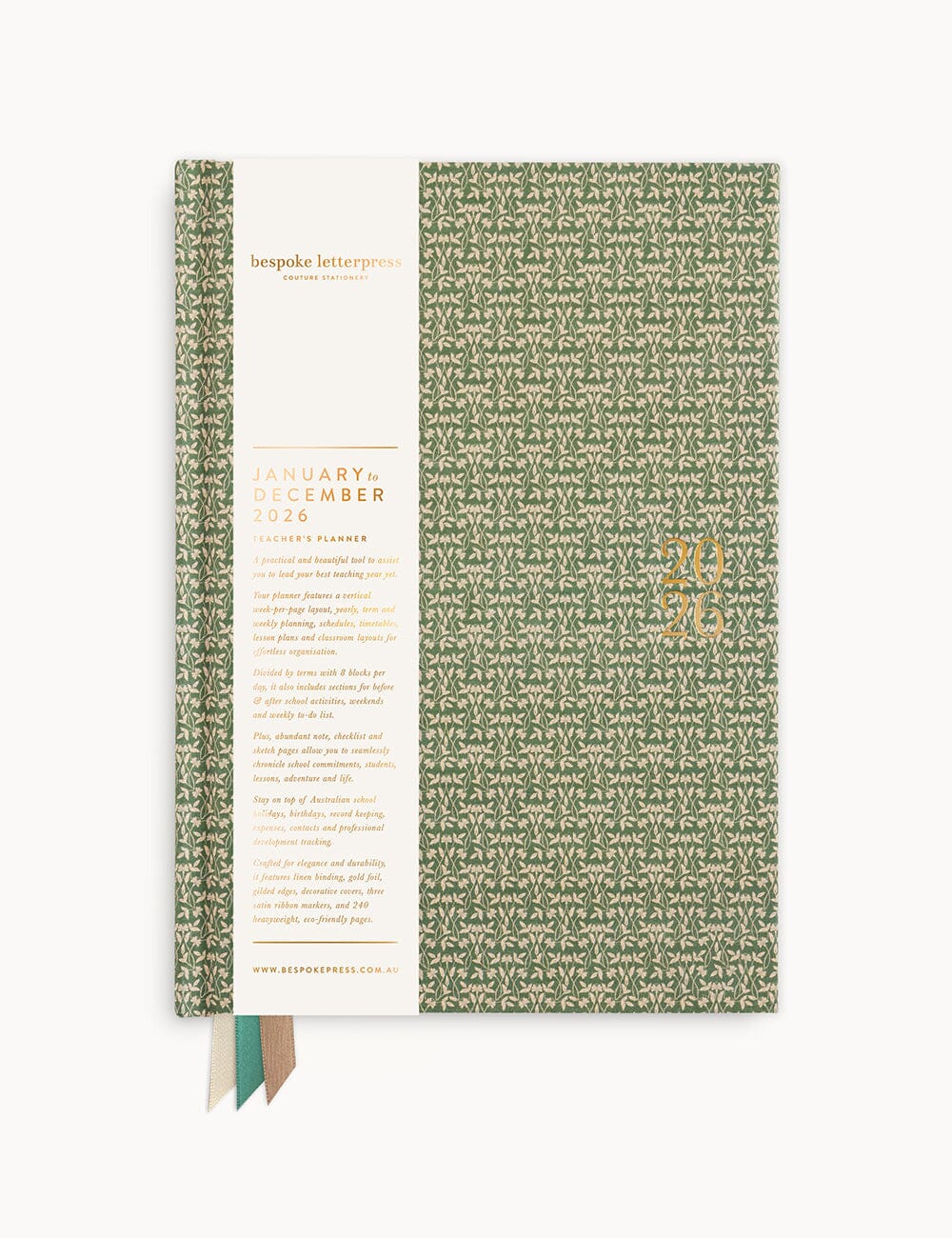 2026 Teachers Desktop Planner - Finch Bramble Planners Bespoke Letterpress 